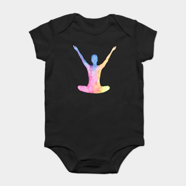 Yoga Man Watercolor Pose Graphic Baby Bodysuit by letnothingstopyou